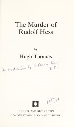 Tapa de Murder Rudolph Hess