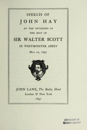 Tapa de Speech of John Hay at the unveiling of the bust of Sir Walter Scott in Westminster Abbey, May 21, 1897