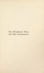 Tapa de The elephant man and other reminiscences