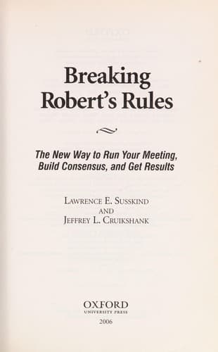 Tapa de Breaking Robert's rules