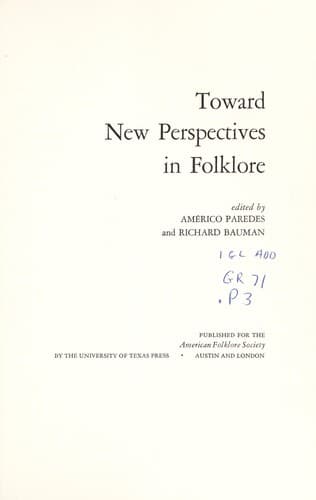 Tapa de Toward new perspectives in folklore