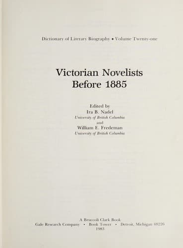 Tapa de Victorian novelists before 1885