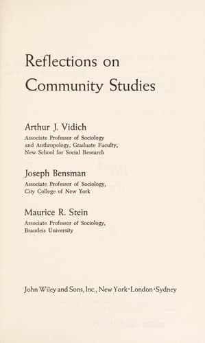 Tapa de Reflections on community studies