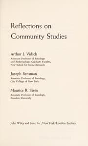 Tapa de Reflections on community studies