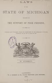 Tapa de Laws of the state of Michigan relating to the support of poor persons
