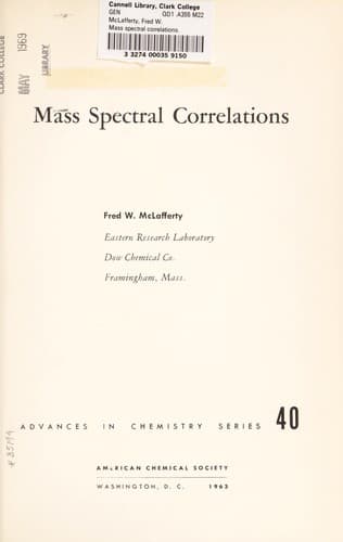 Tapa de Mass spectral correlations.