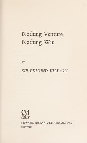 Tapa de Nothing venture, nothing win