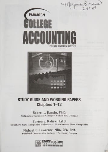 Tapa de Paradigm college accounting
