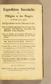 Tapa de Exposition succincte de l'origine et des progrès du peuple qu'on appelle les Quakers ou les Trembleurs