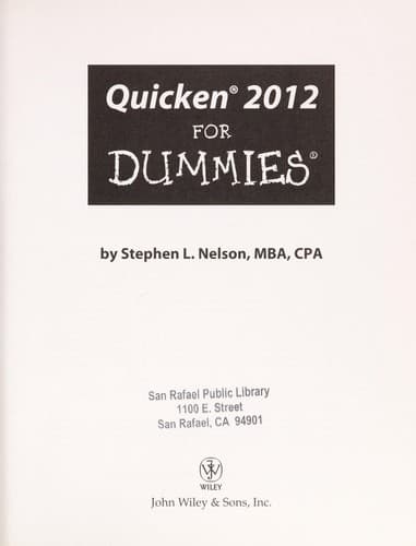 Tapa de Quicken 2012 for dummies