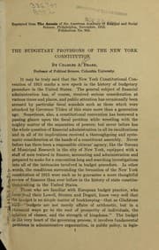 Tapa de The budgetary provisions of the New York constitution