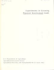 Tapa de Experiments in growing Papaver bracteatum Lindl