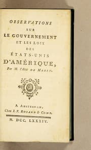 Tapa de Observations sur le gouvernement et les loix des États-Unis d'Amérique