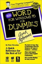 Tapa de Word for Windows 95 for dummies, quick reference