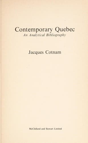 Tapa de Contemporary Quebec