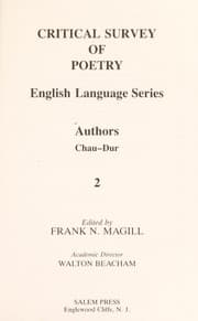 Tapa de Critical Survey of Poetry