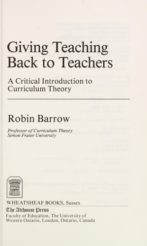 Tapa de Giving Teaching Back Tchrs Barrow