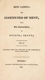 Tapa de Menu Sanhita: the institutes of Menu, with the commentary of Kullúka Bhatta
