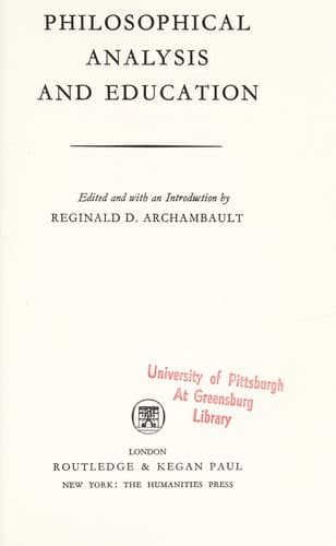 Tapa de Philosophical analysis and education
