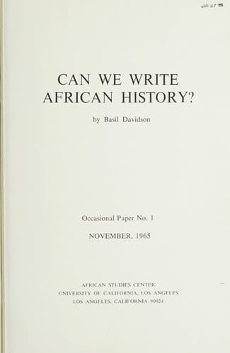 Tapa de Can we write African history?