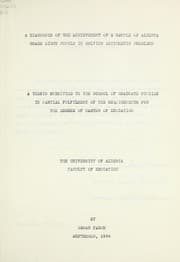 Tapa de A diagnosis of the achievement of a sample of Alberta grade eight pupils in solving arithmetic problems