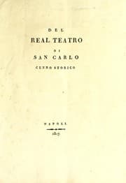 Tapa de Del Real teatro di San Carlo cenno storico