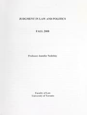 Tapa de Judgment in law and politics