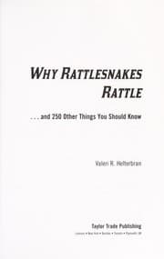 Tapa de Why rattlesnakes rattle