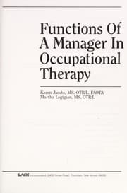 Tapa de Functions of a manager in occupational therapy