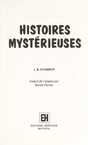 Tapa de Histoires mystérieuses
