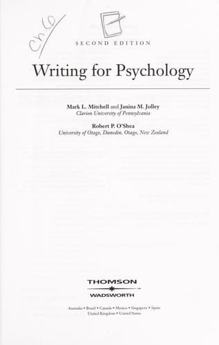 Tapa de Writing for psychology