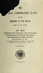 Tapa de The general corporation laws of the territory of New Mexico