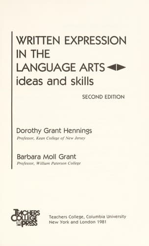 Tapa de Written expression in the language arts