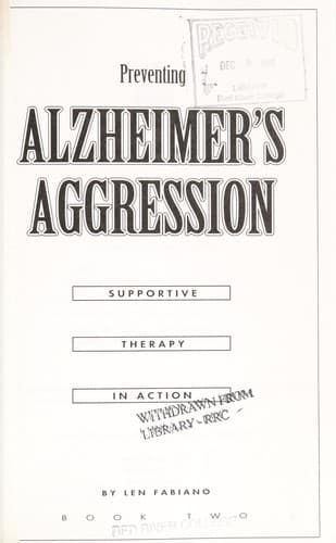 Tapa de Preventing Alzheimers Aggression Bk. 2