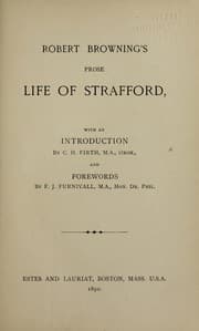 Tapa de Robert Browning's prose life of Strafford