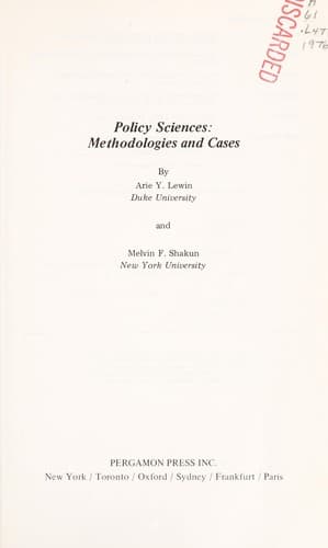 Tapa de Policy sciences