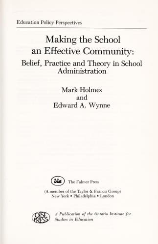 Tapa de Making the school an effective community