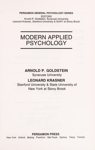 Tapa de Modern applied psychology
