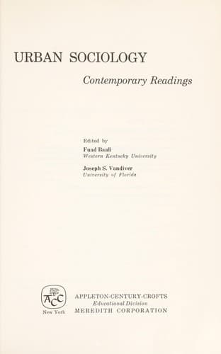 Tapa de Urban sociology