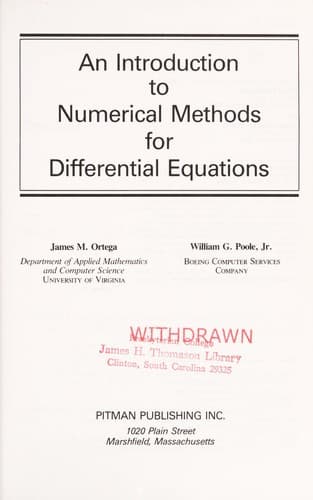 Tapa de An introduction to numerical methods for differential equations