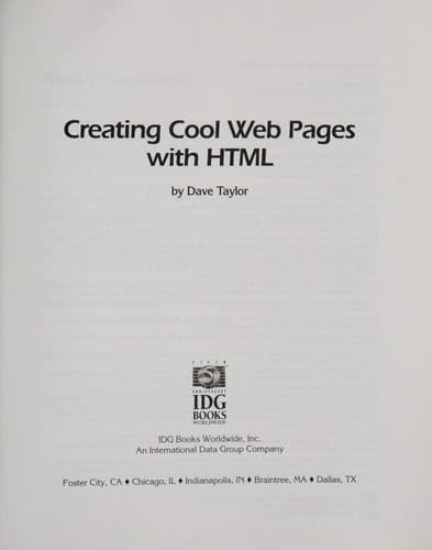 Tapa de Creating cool Web pages with HTML