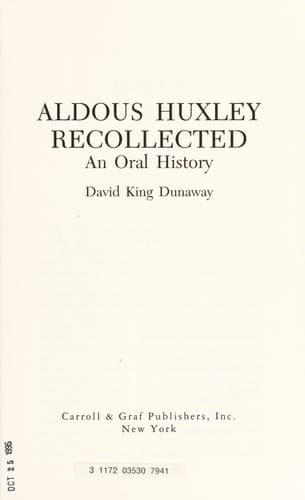 Tapa de Aldous Huxley recollected