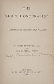 Tapa de "The Right Honourable," a romance of society and politics