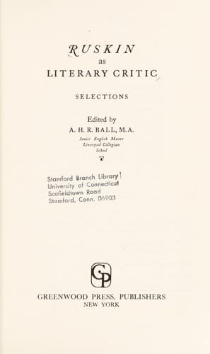 Tapa de Ruskin as literary critic