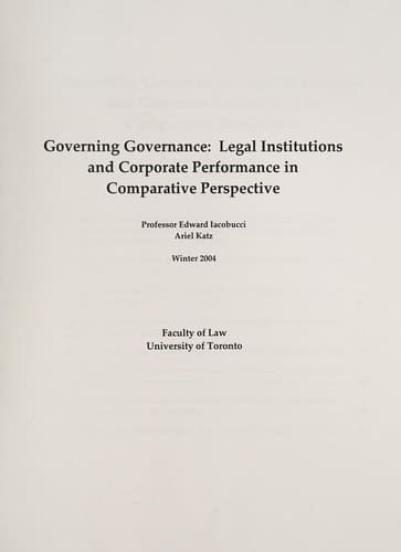 Tapa de Governing governance