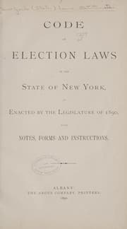Tapa de Code of election laws of the state of New York