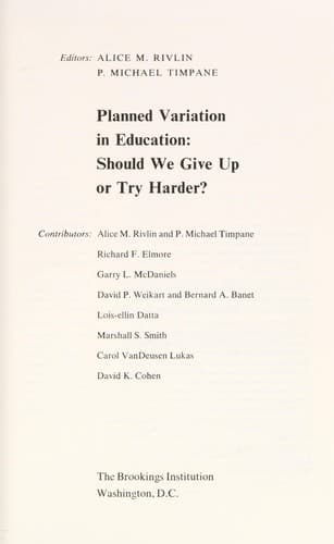 Tapa de Planned variation in education