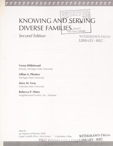 Tapa de Knowing and serving diverse families