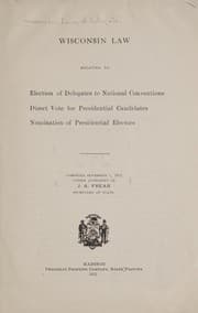Tapa de Wisconsin law relating to election of delegates to national conventions, direct vote for presidential candidates, nomination of presidential electors