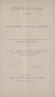 Tapa de Letter of Gen. Butler, of Mass. The salaries of public officers